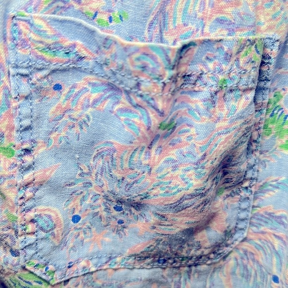 Lilly Pulitzer Taron Linen Pants Peri Blue The Turtle Package EUC Women’s Small - Picture 5 of 14